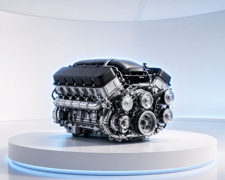 V8 engine in the studio